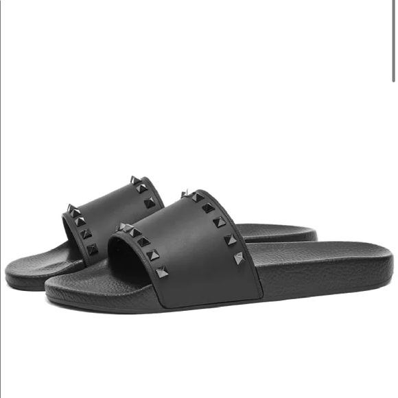 Valentino Rockstud Rubber Slider Sandal
